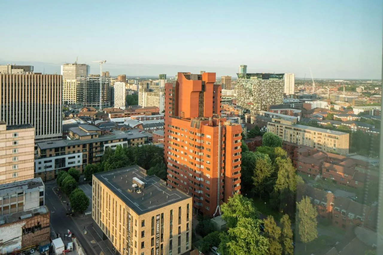 aerial view of Birmingham city centre near the hotel