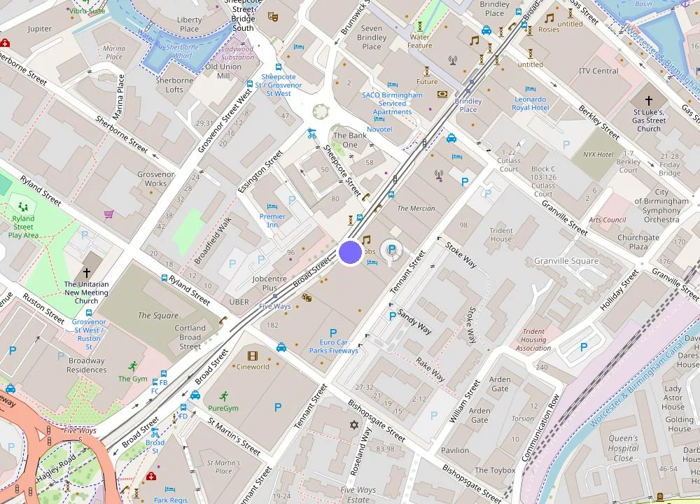 Map: Hampton by Hilton Birmingham Broad Street